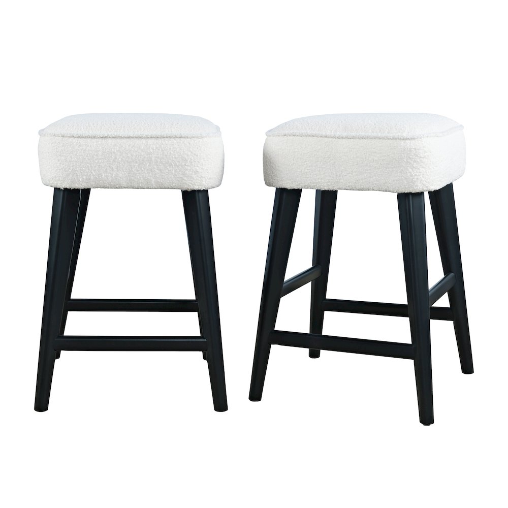 Wes Mid-Century Modern Boucle Upholstery Backless Counter Barstool (Set of 2). Picture 6