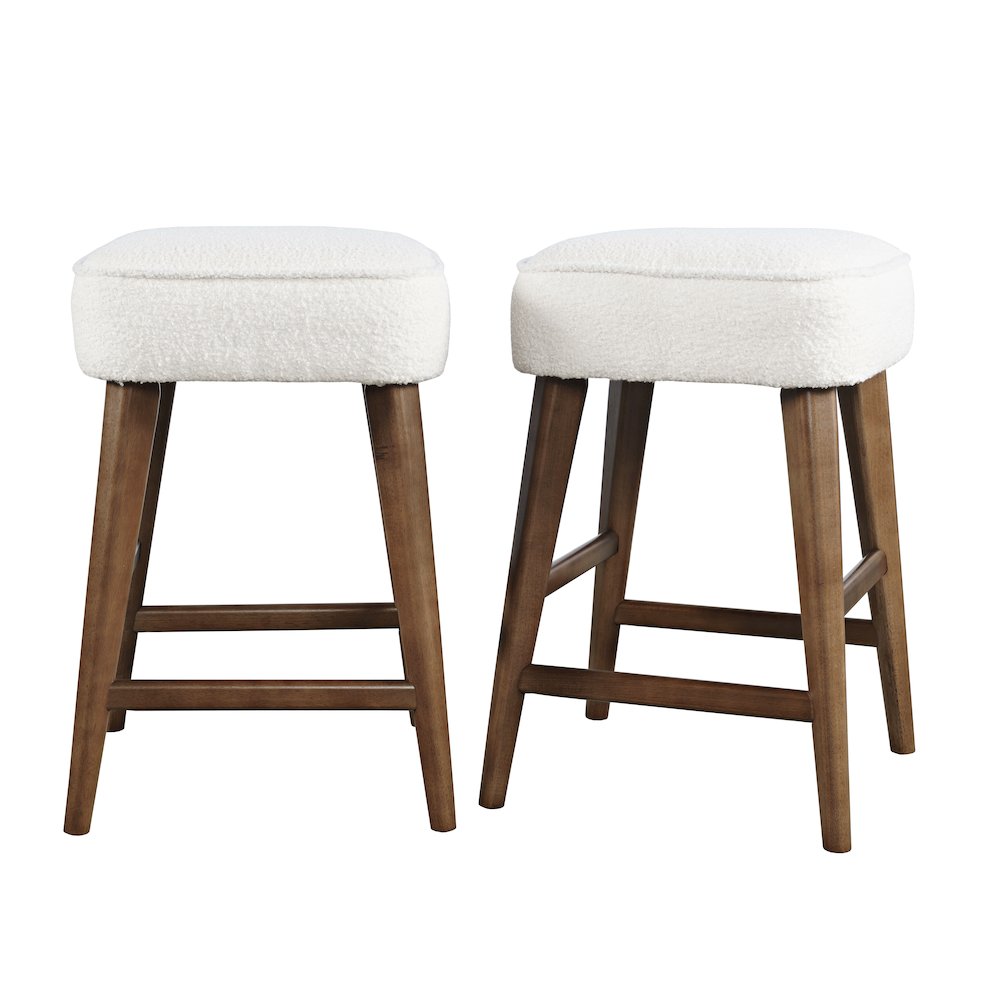 Wes Mid-Century Modern Boucle Upholstery Backless Counter Barstool (Set of 2). Picture 3