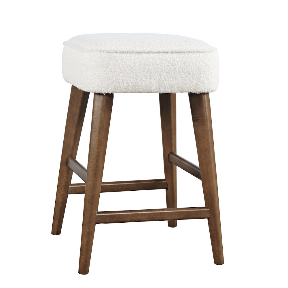 Wes Mid-Century Modern Boucle Upholstery Backless Counter Barstool (Set of 2). Picture 2