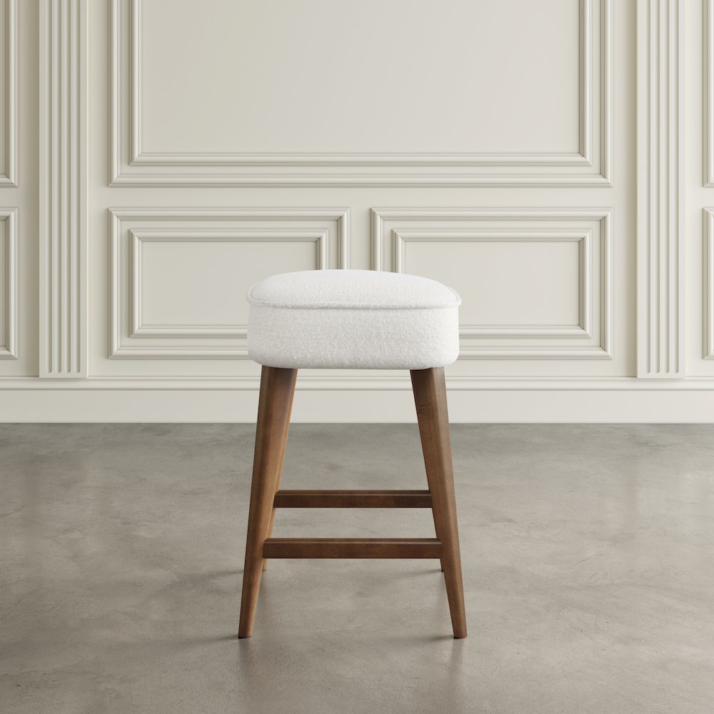 Wes Mid-Century Modern Boucle Upholstery Backless Counter Barstool (Set of 2). Picture 6