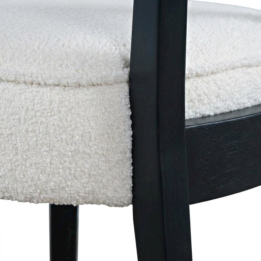 Boucle Upholstered Mid-Century Modern Dining Chairs, Black, Set of 2. Picture 8