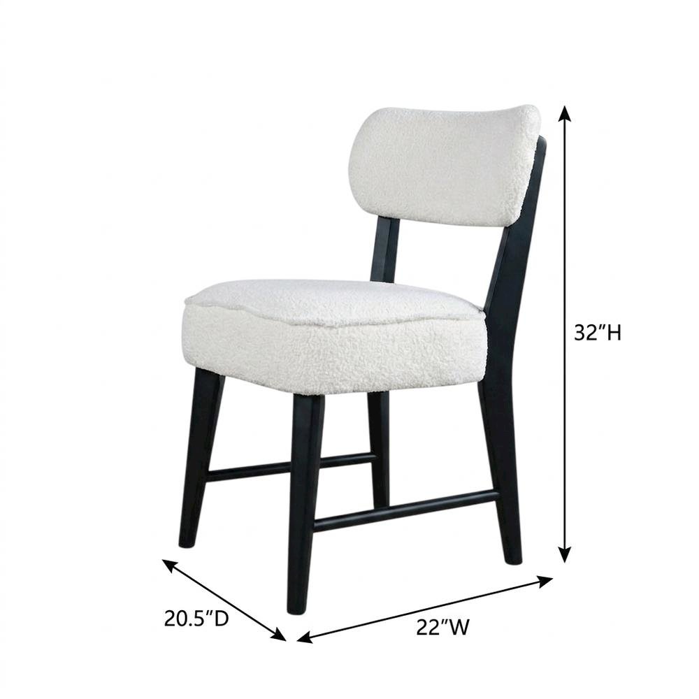 Boucle Upholstered Mid-Century Modern Dining Chairs, Black, Set of 2. Picture 6