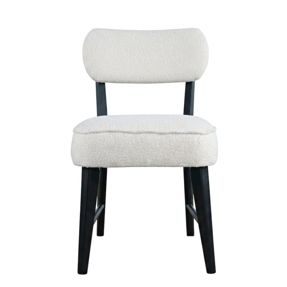 Boucle Upholstered Mid-Century Modern Dining Chairs, Black, Set of 2. Picture 2