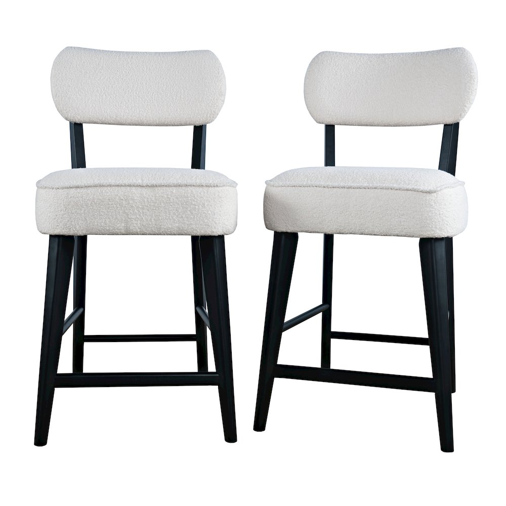 Wes Mid-Century Modern Boucle Upholstery Counter Barstool (Set of 2). Picture 3