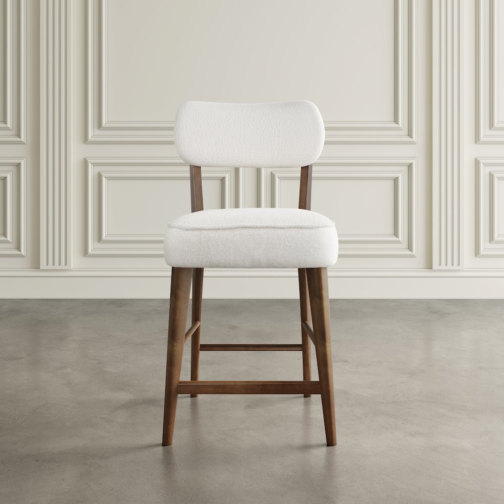 Wes Mid-Century Modern Boucle Upholstery Counter Barstool (Set of 2). Picture 9