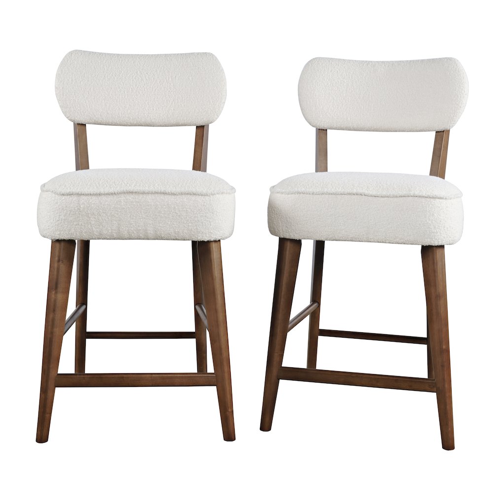 Wes Mid-Century Modern Boucle Upholstery Counter Barstool (Set of 2). Picture 3