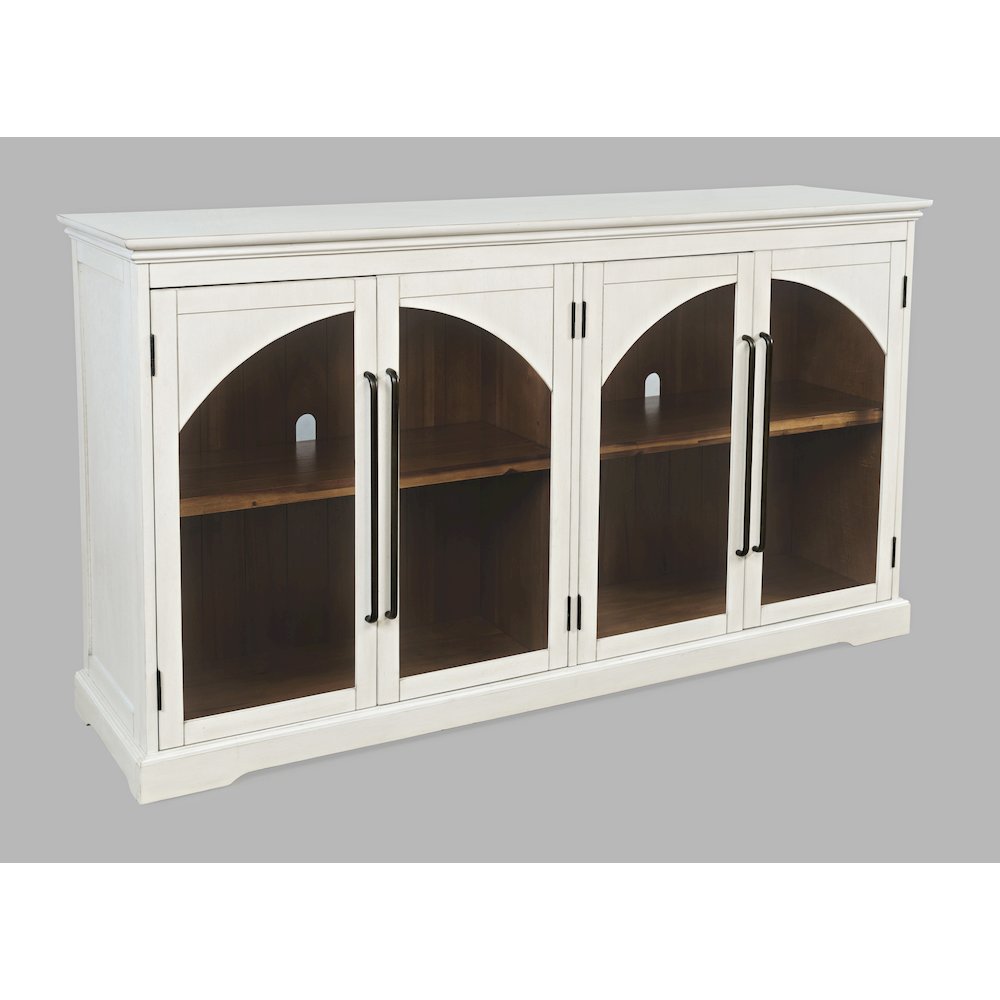 Archdale 65" Gothic Arch Transitional Sideboard Storage Cabinet with Glass Doors. Picture 3