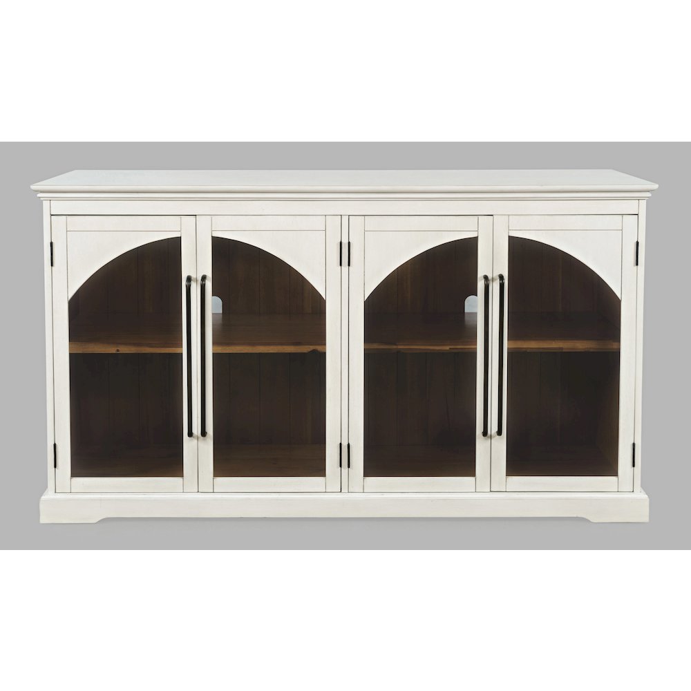 Archdale 65" Gothic Arch Transitional Sideboard Storage Cabinet with Glass Doors. Picture 1