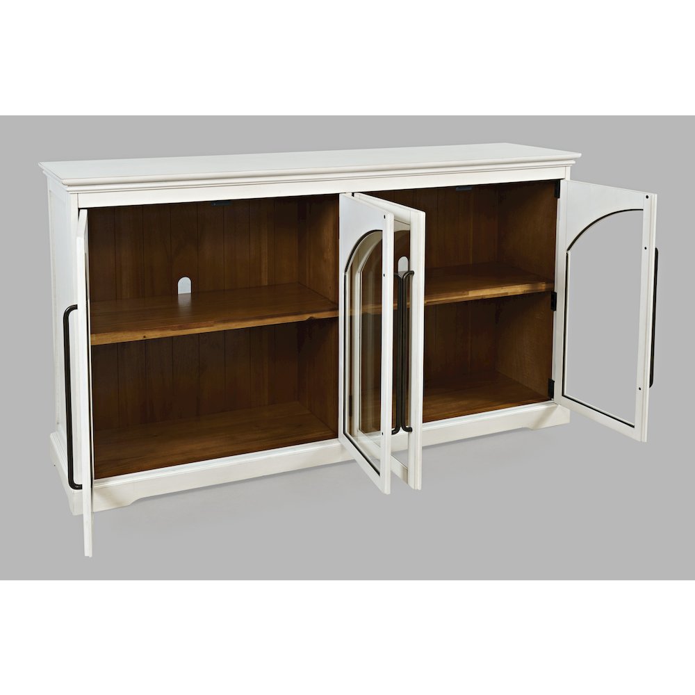 Archdale 65" Gothic Arch Transitional Sideboard Storage Cabinet with Glass Doors. Picture 6