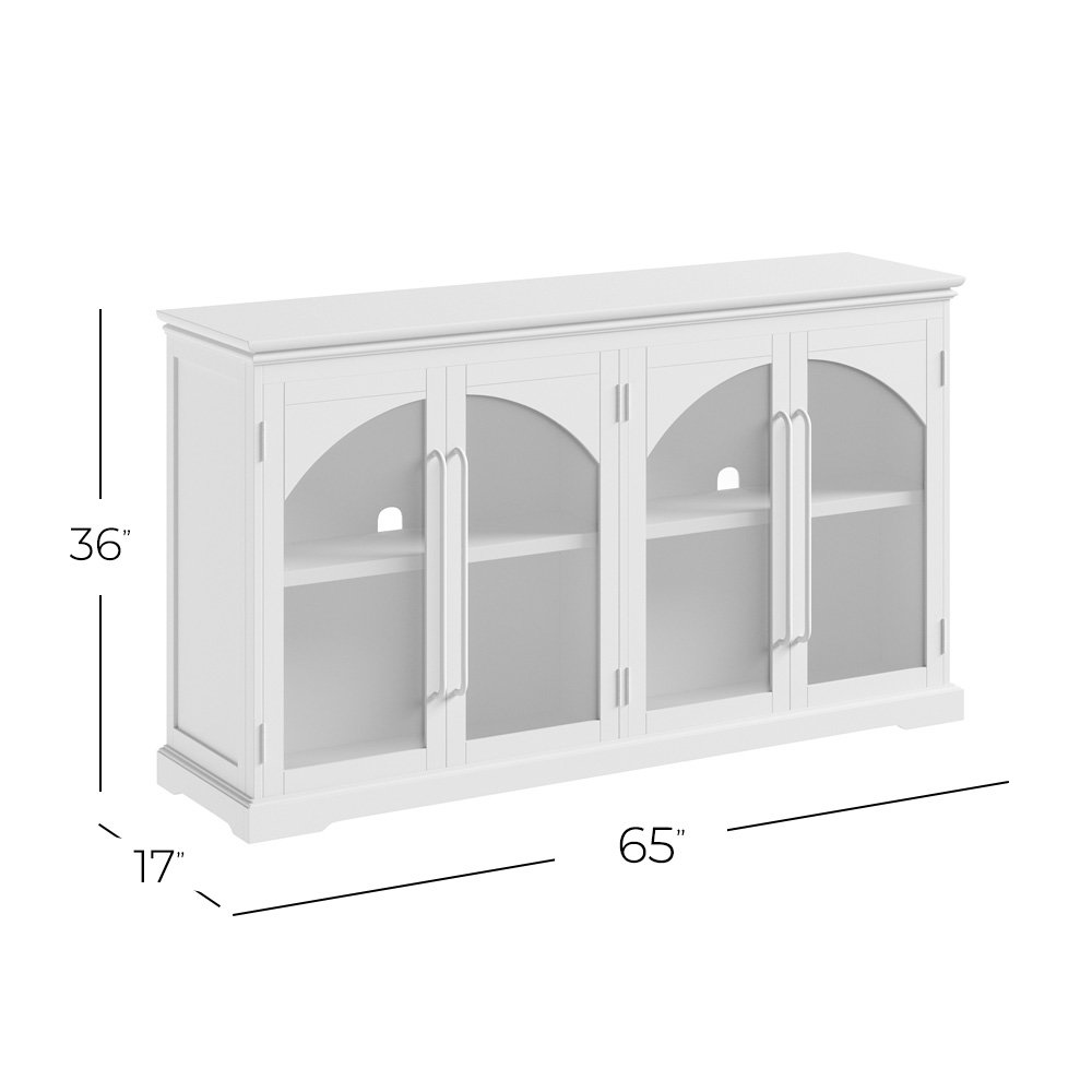 Archdale 65" Gothic Arch Transitional Sideboard Storage Cabinet with Glass Doors. Picture 9