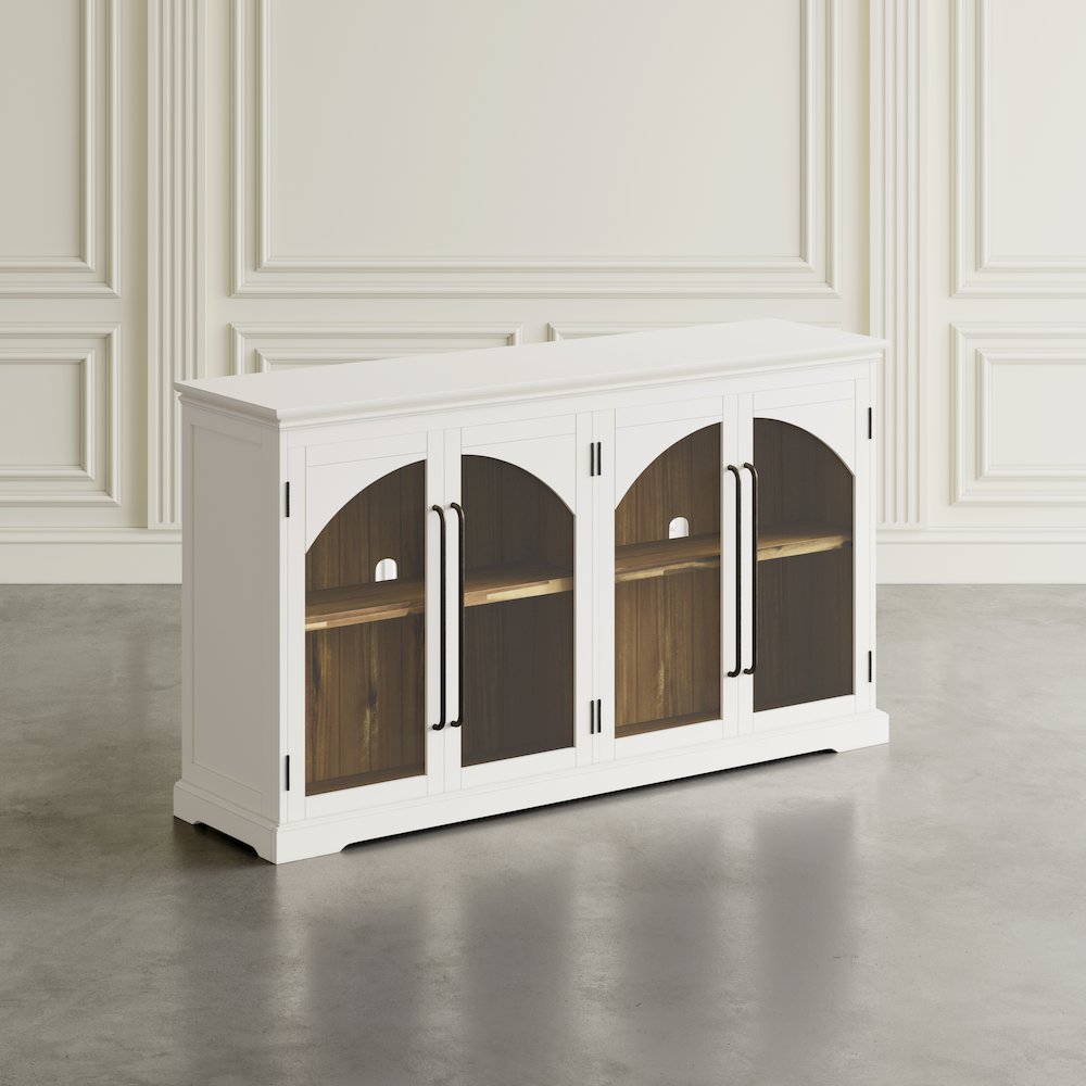 Archdale 65" Gothic Arch Transitional Sideboard Storage Cabinet with Glass Doors. Picture 11