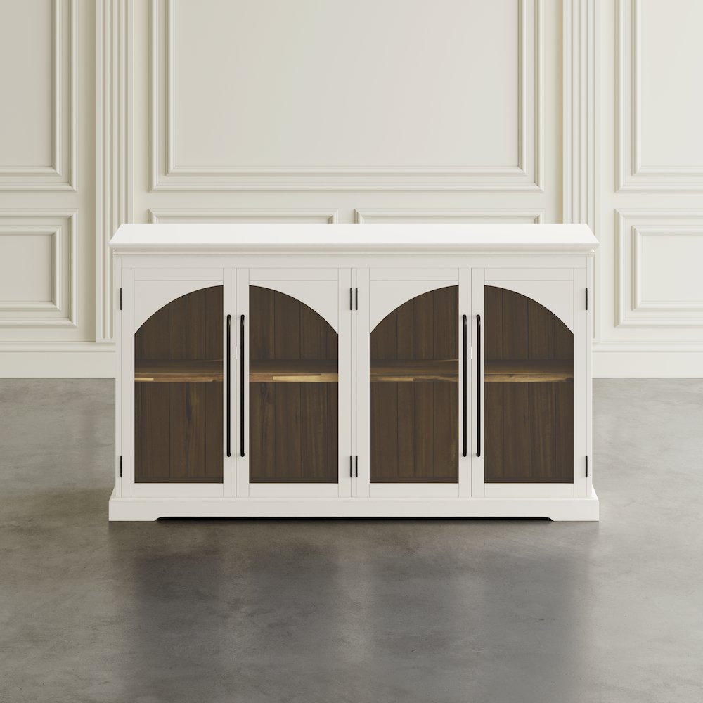 Archdale 65" Gothic Arch Transitional Sideboard Storage Cabinet with Glass Doors. Picture 10