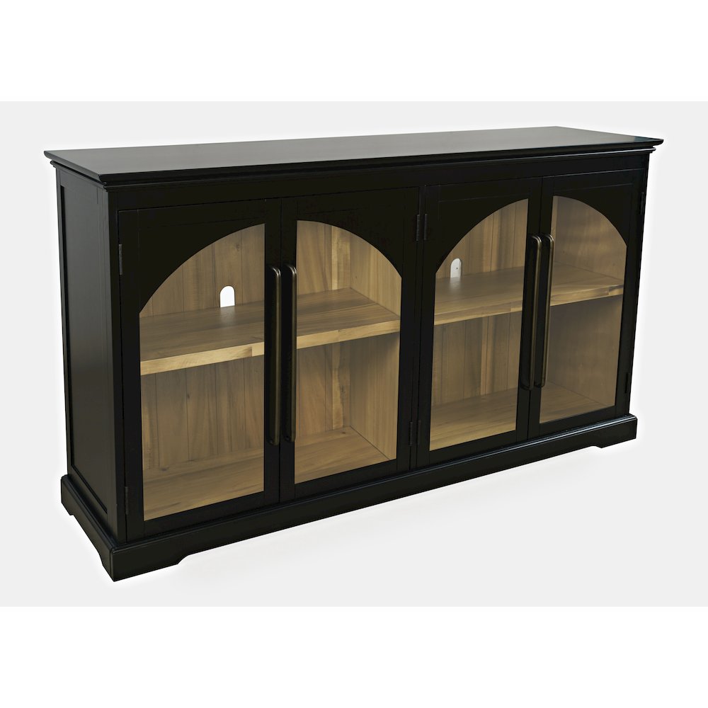 Archdale 65" Gothic Arch Transitional Sideboard Storage Cabinet with Glass Doors. Picture 2
