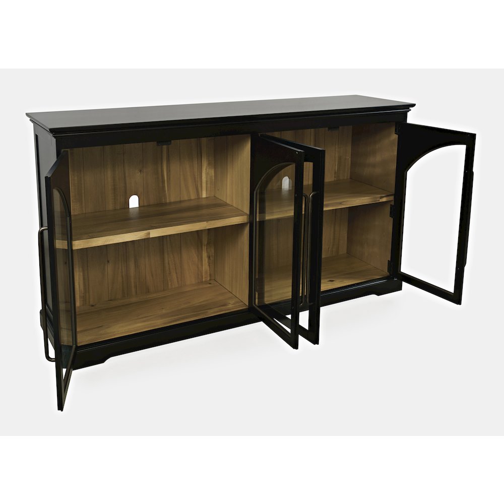 Archdale 65" Gothic Arch Transitional Sideboard Storage Cabinet with Glass Doors. Picture 5
