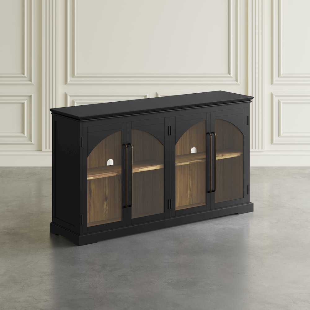 Archdale 65" Gothic Arch Transitional Sideboard Storage Cabinet with Glass Doors. Picture 11