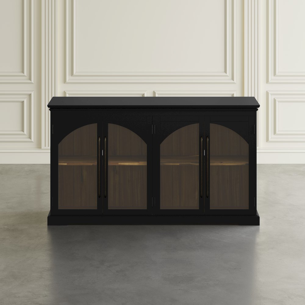 Archdale 65" Gothic Arch Transitional Sideboard Storage Cabinet with Glass Doors. Picture 12