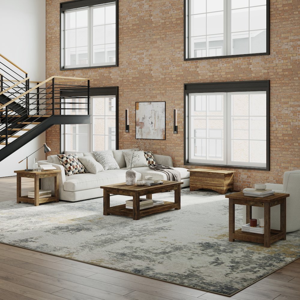 Reclamation Rustic Reclaimed Solid Wood Square End Table with Storage Shelf. Picture 7