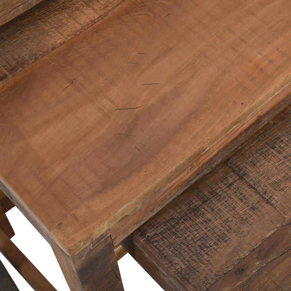 Reclamation Rustic Reclaimed Solid Wood Three-Piece Nesting Tables. Picture 3