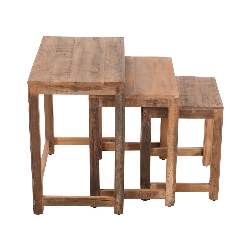 Reclamation Rustic Reclaimed Solid Wood Three-Piece Nesting Tables. Picture 1
