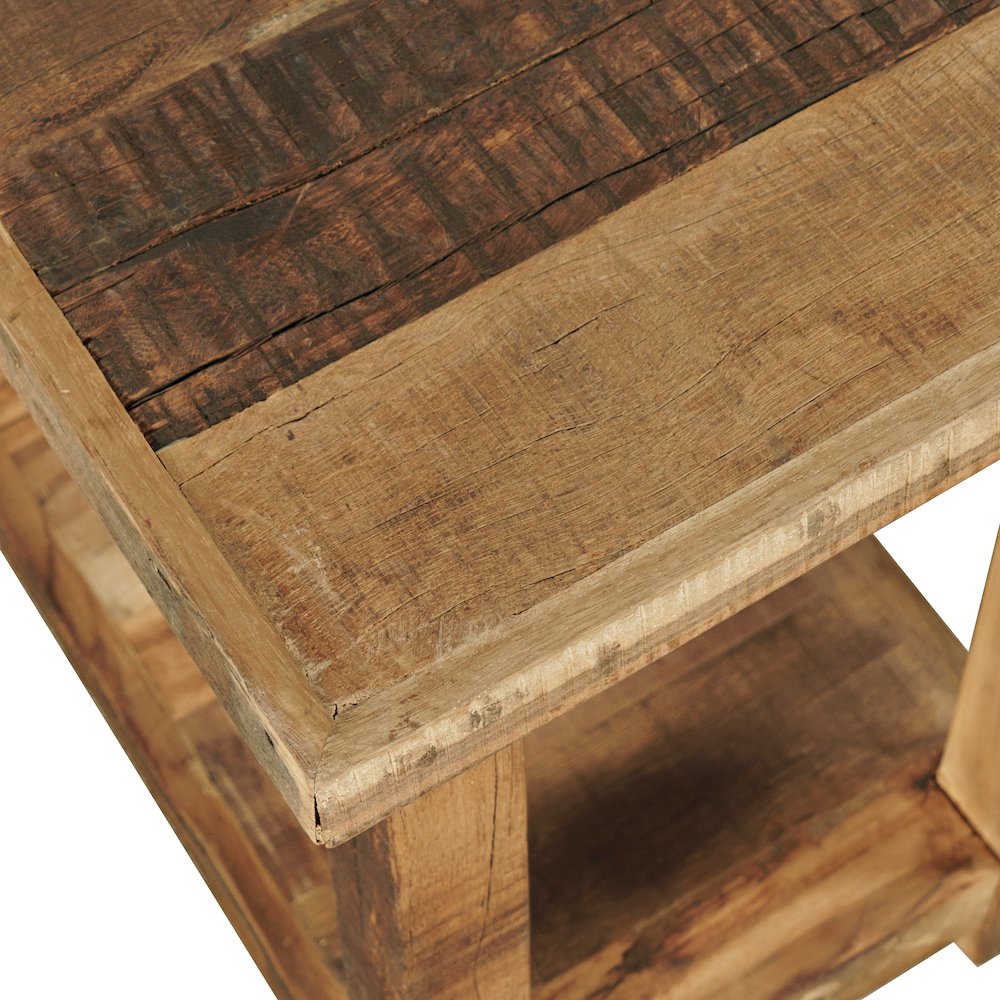 Reclamation Rustic Reclaimed Solid Wood Chairside End Table with Storage Shelf. Picture 3