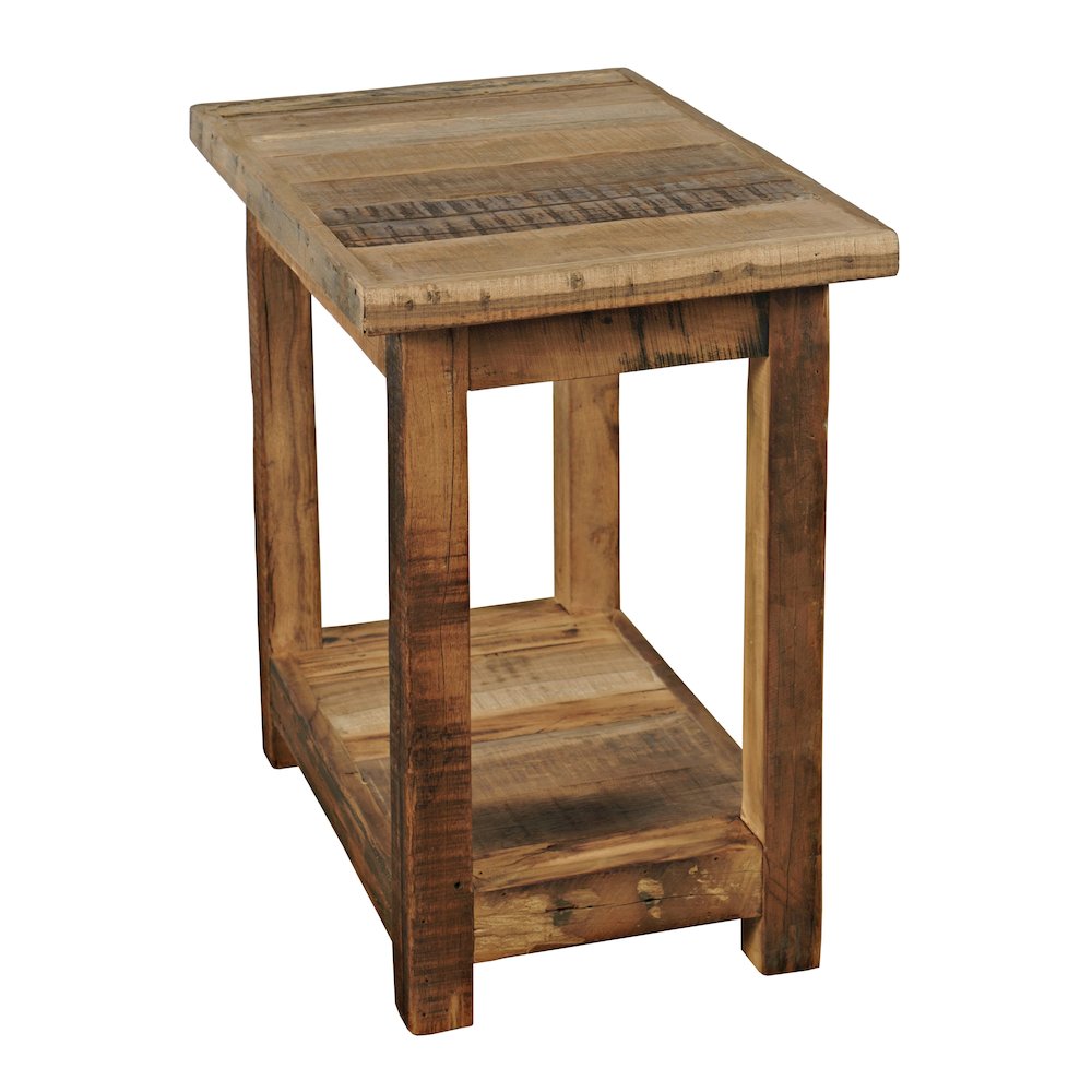 Reclamation Rustic Reclaimed Solid Wood Chairside End Table with Storage Shelf. Picture 2