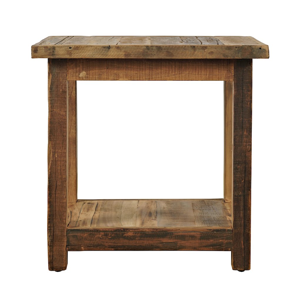 Reclamation Rustic Reclaimed Solid Wood Chairside End Table with Storage Shelf. Picture 5