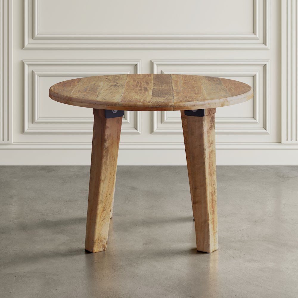 Reclamation 42" Rustic Reclaimed Solid Wood Round Dining Table. Picture 10