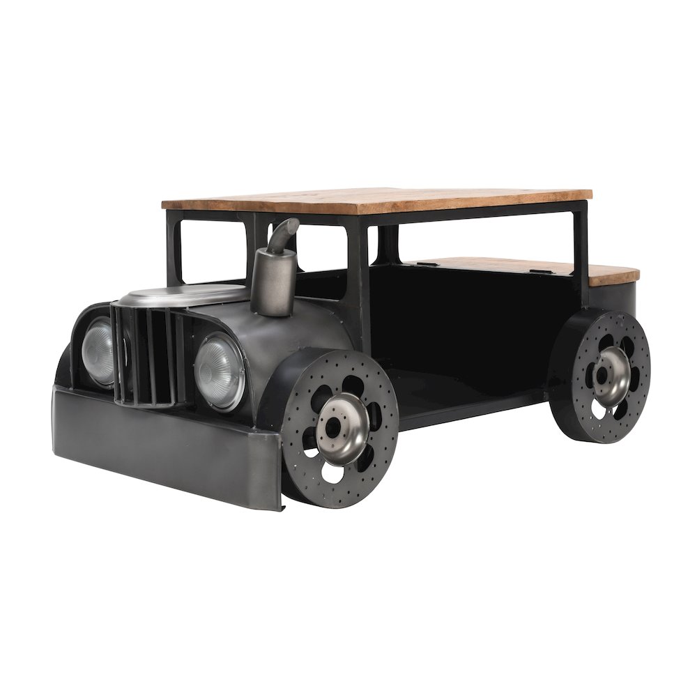 Roadie 41" Vintage Truck Solid Wood and Metal Unique Coffee Table with Storage. Picture 11