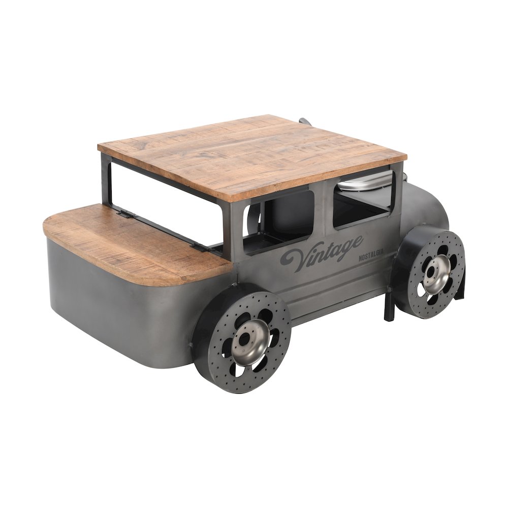 Roadie 41" Vintage Truck Solid Wood and Metal Unique Coffee Table with Storage. Picture 4