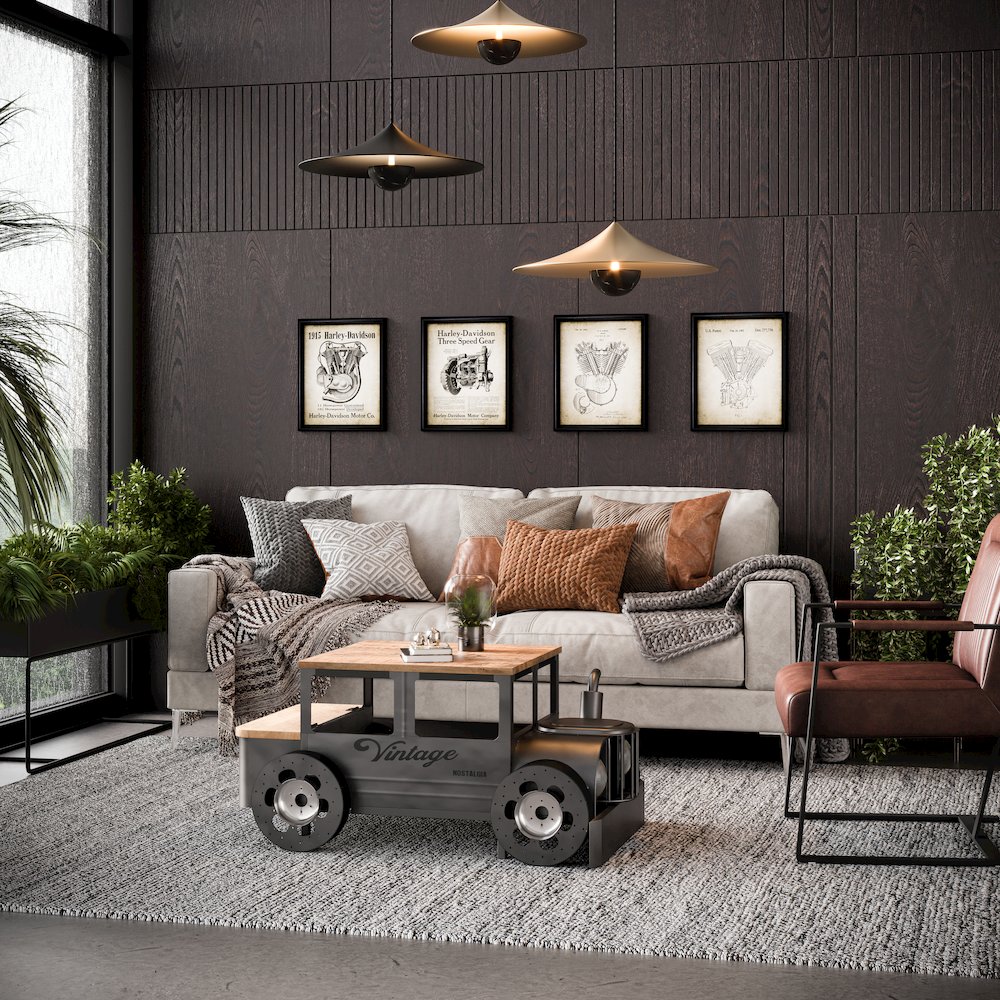 Roadie 41" Vintage Truck Solid Wood and Metal Unique Coffee Table with Storage. Picture 13