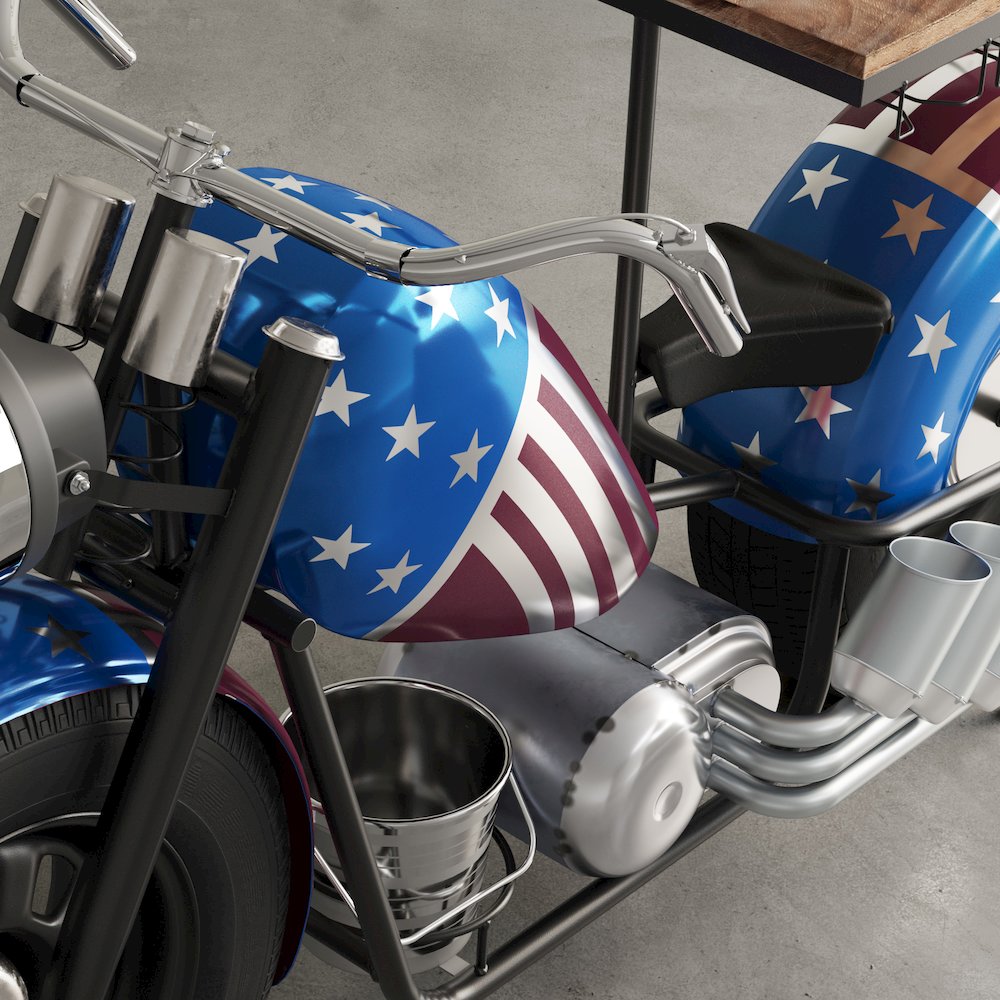 70" Patriotic American Flag Motorcycle Bar Console Table. Picture 14