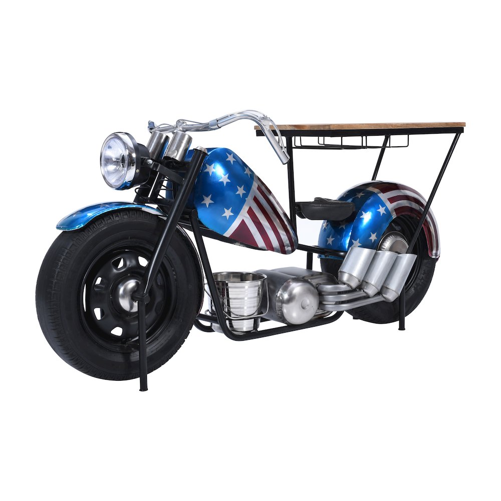 70" Patriotic American Flag Motorcycle Bar Console Table. Picture 8