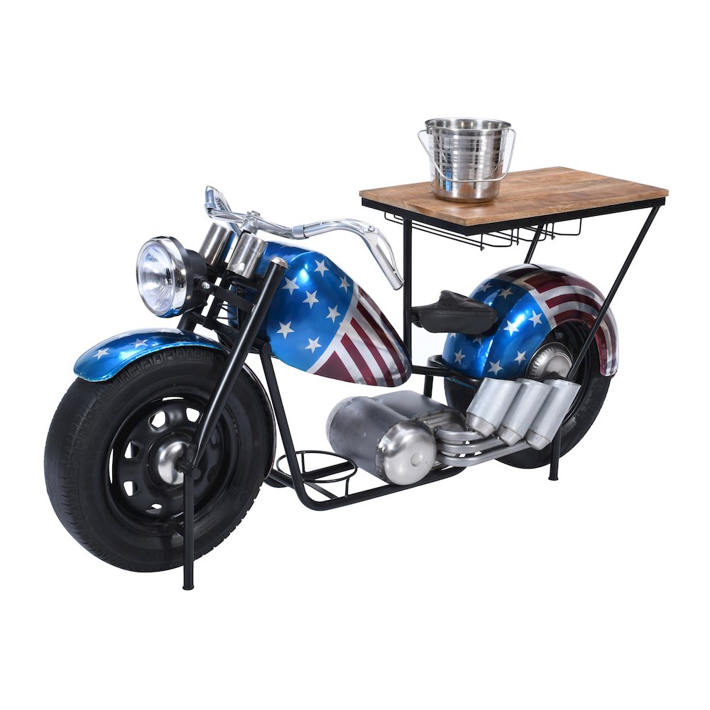 70" Patriotic American Flag Motorcycle Bar Console Table. Picture 11