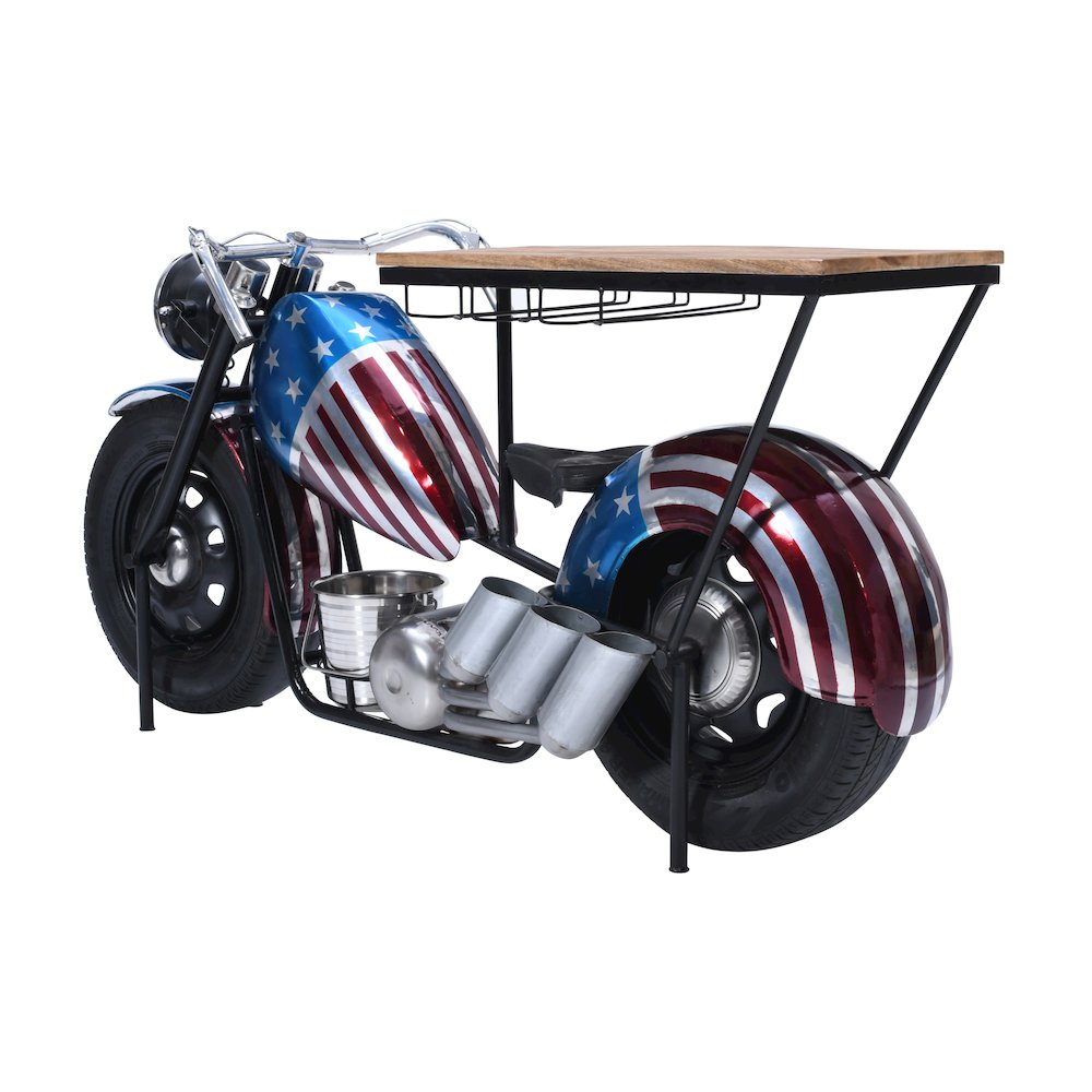 70" Patriotic American Flag Motorcycle Bar Console Table. Picture 9
