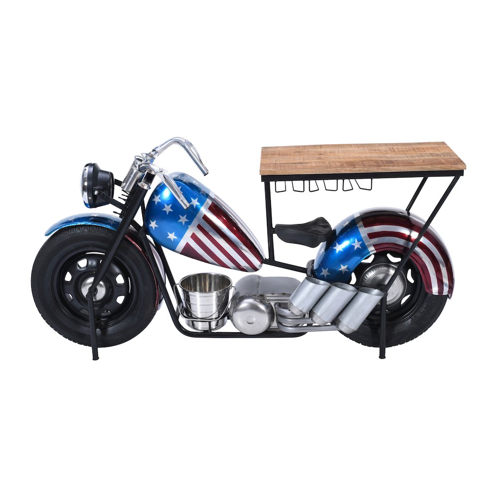 70" Patriotic American Flag Motorcycle Bar Console Table. Picture 10