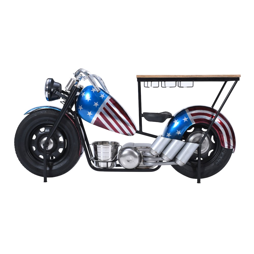 70" Patriotic American Flag Motorcycle Bar Console Table. Picture 6