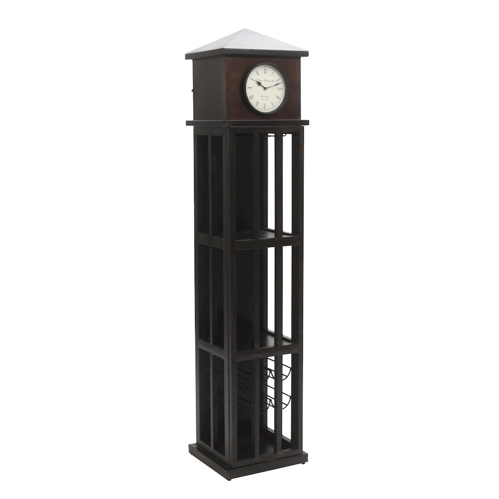 Watchtower Vintage Clock Lounge Bar Cabinet with Wine Rack and Storage. Picture 2