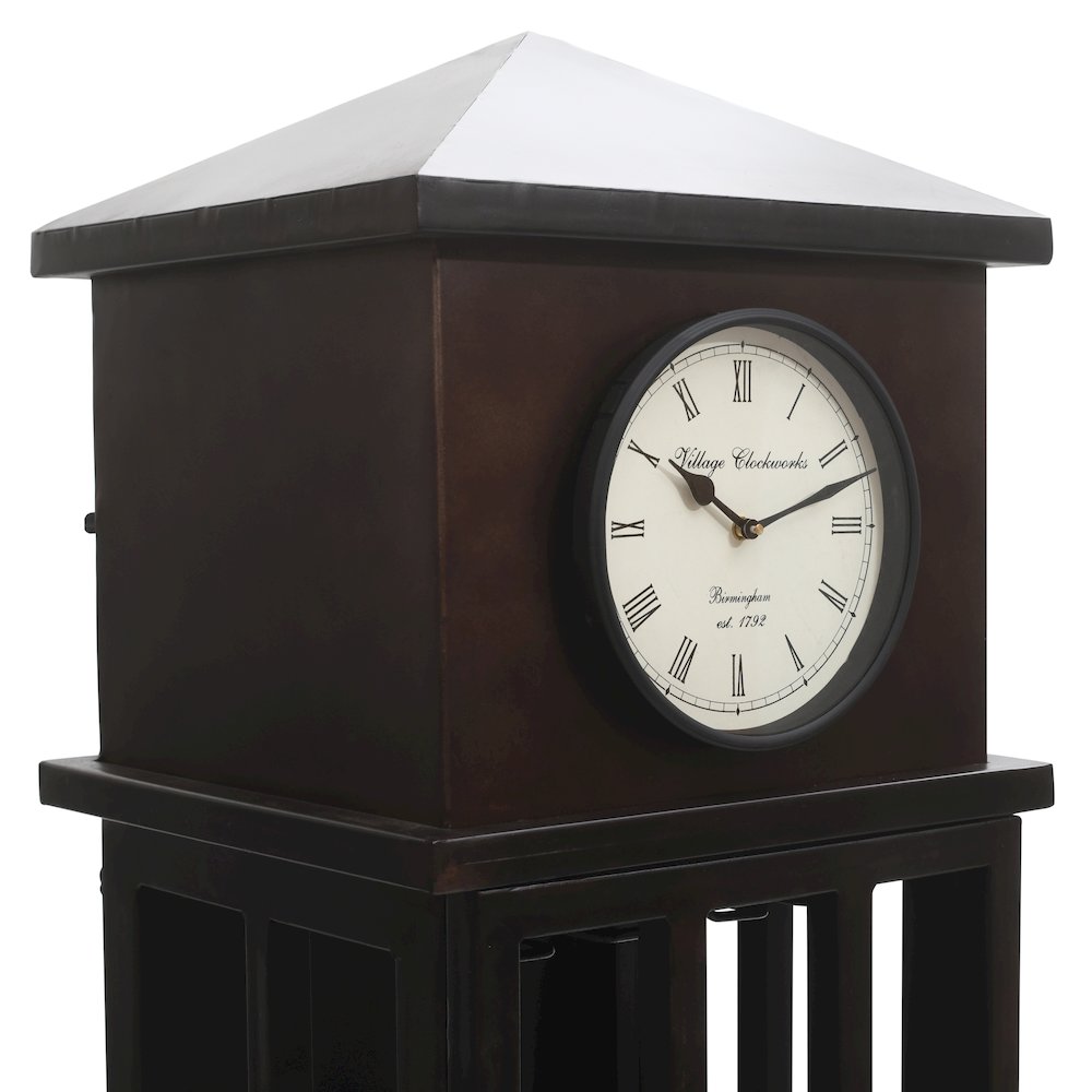 Watchtower Vintage Clock Lounge Bar Cabinet with Wine Rack and Storage. Picture 3