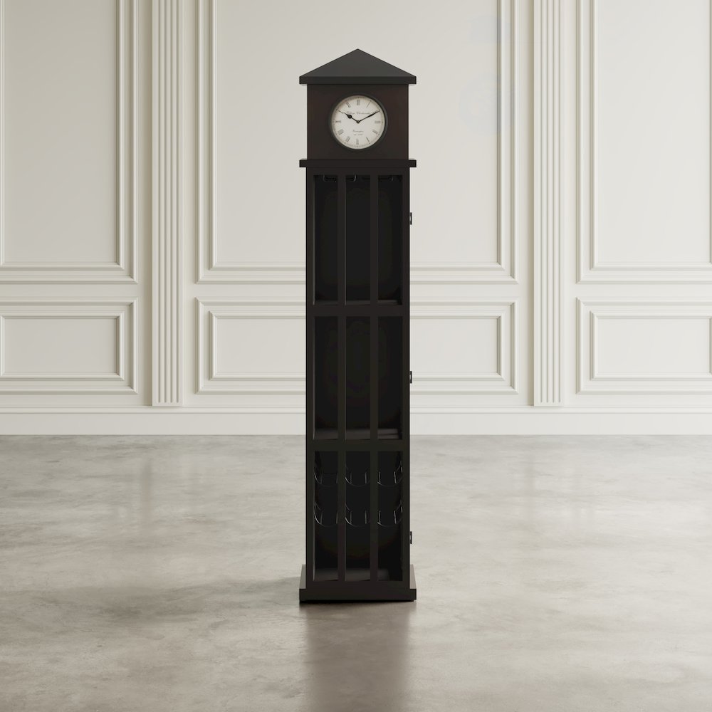 Watchtower Vintage Clock Lounge Bar Cabinet with Wine Rack and Storage. Picture 10