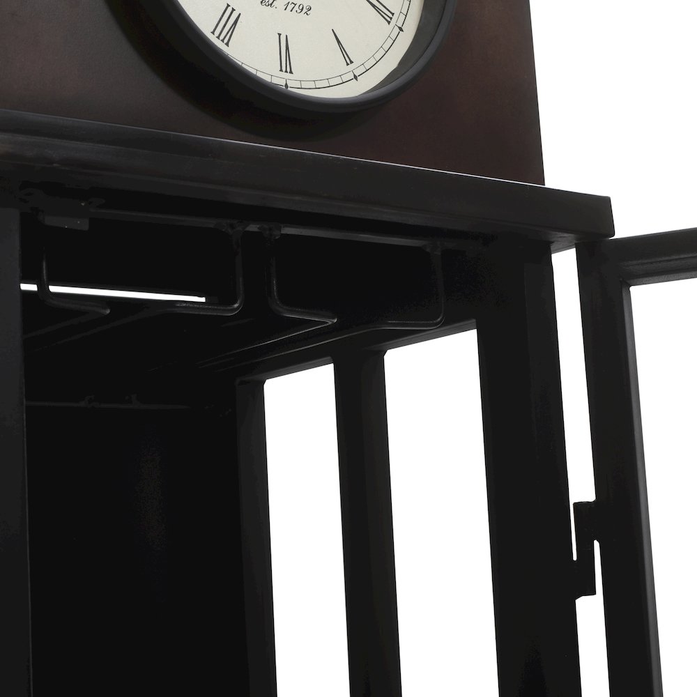 Watchtower Vintage Clock Lounge Bar Cabinet with Wine Rack and Storage. Picture 4