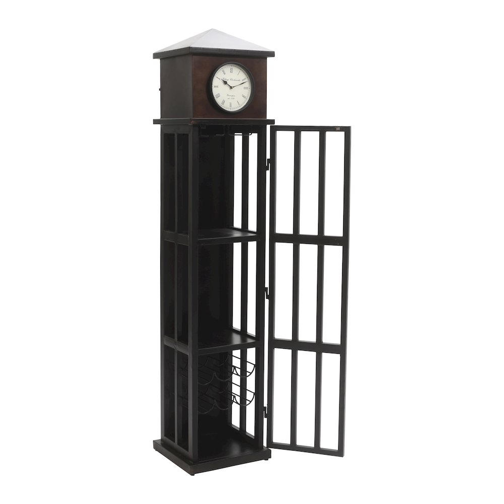 Watchtower Vintage Clock Lounge Bar Cabinet with Wine Rack and Storage. Picture 8