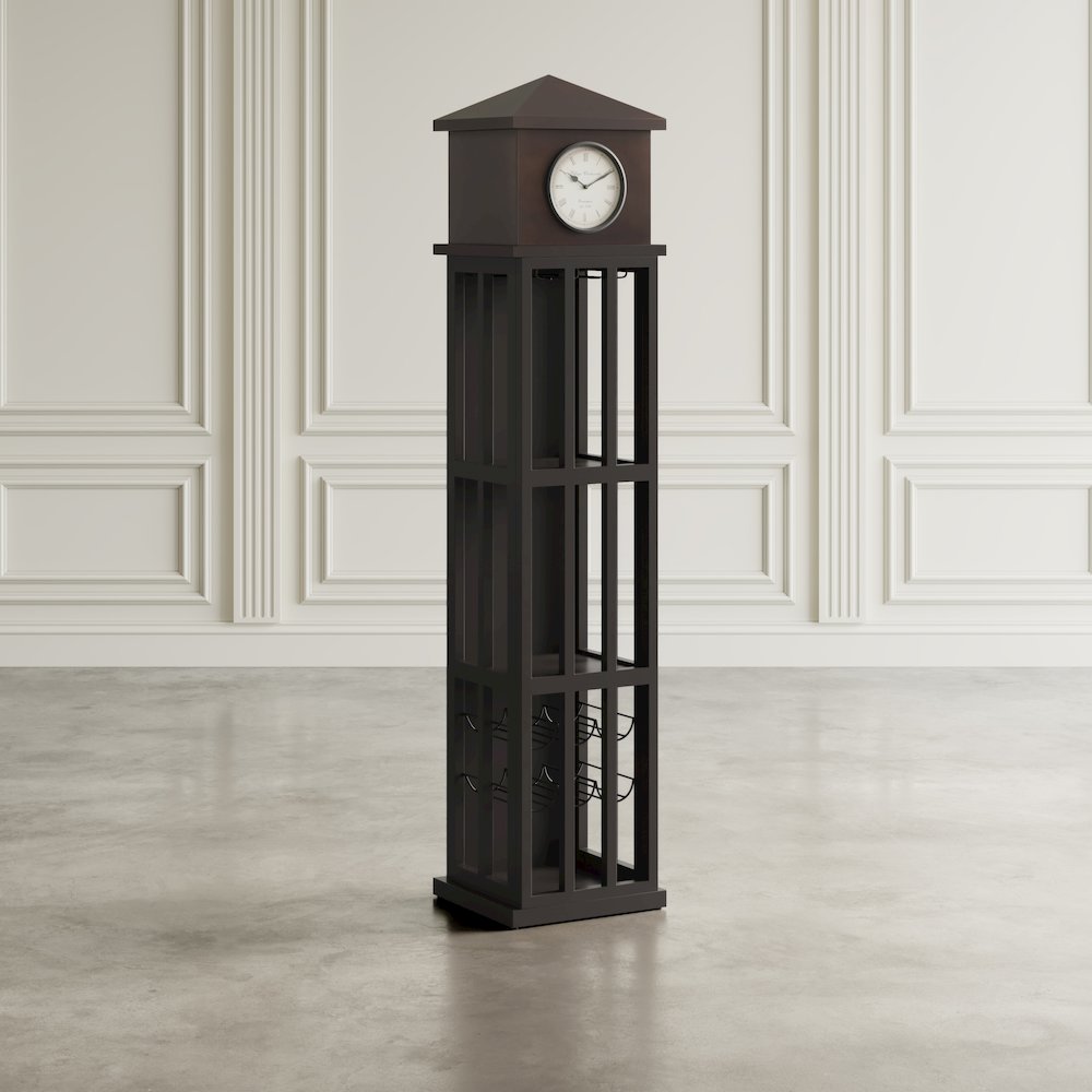 Watchtower Vintage Clock Lounge Bar Cabinet with Wine Rack and Storage. Picture 11