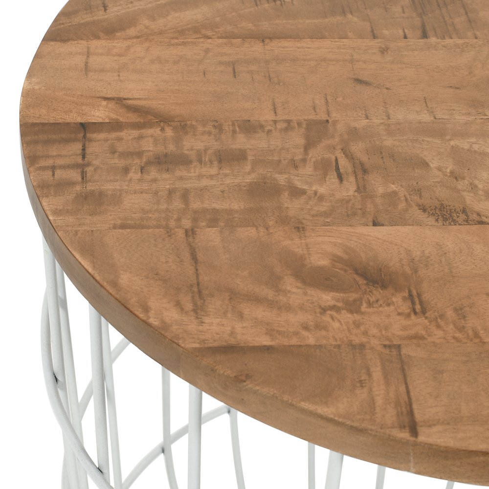 Global Archive Nested Storage Solid Wood and Metal Basket End Tables (Set of 2). Picture 3