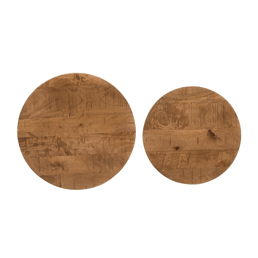 Global Archive Nested Storage Solid Wood and Metal Basket End Tables (Set of 2). Picture 6