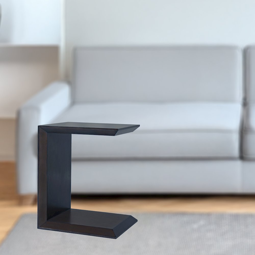 Nobu Modern Beveled Angle Wood Accent End C-Table. Picture 7