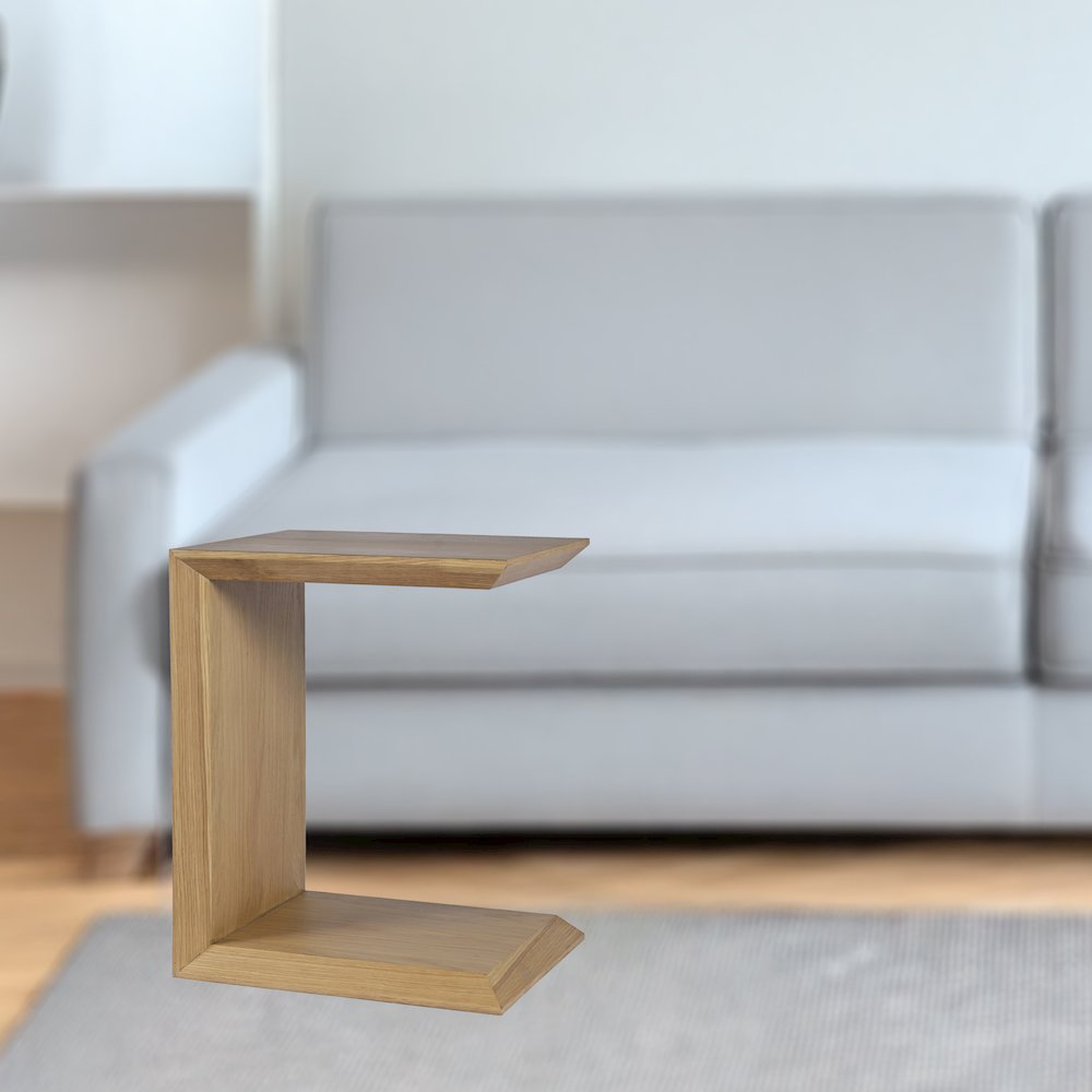 Nobu Modern Beveled Angle Wood Accent End C-Table. Picture 7
