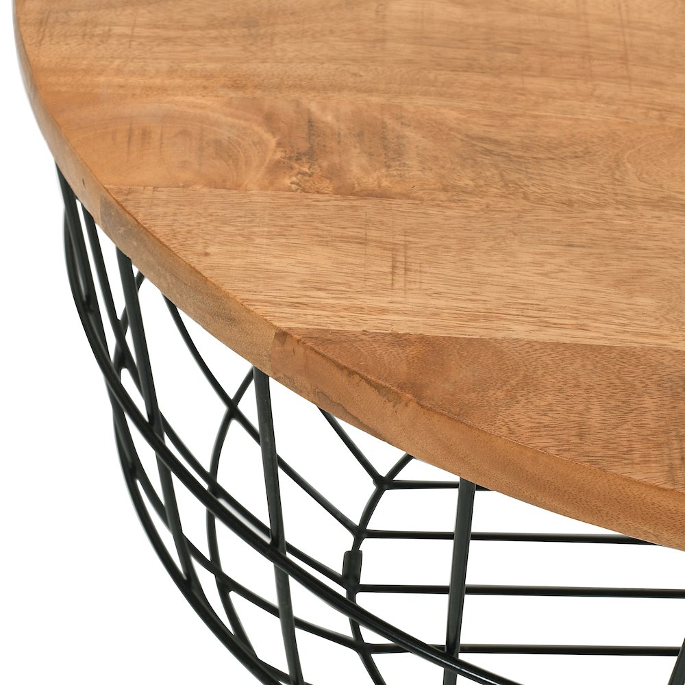 Rondo Nested Storage Solid Wood and Metal Basket Coffee Tables (Set of 2). Picture 3