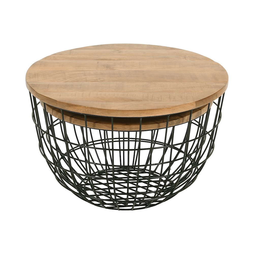 Rondo Nested Storage Solid Wood and Metal Basket Coffee Tables (Set of 2). Picture 4