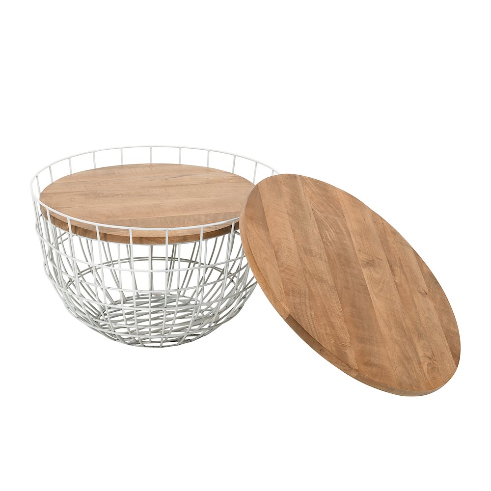 Rondo Nested Storage Solid Wood and Metal Basket Coffee Tables (Set of 2). Picture 4