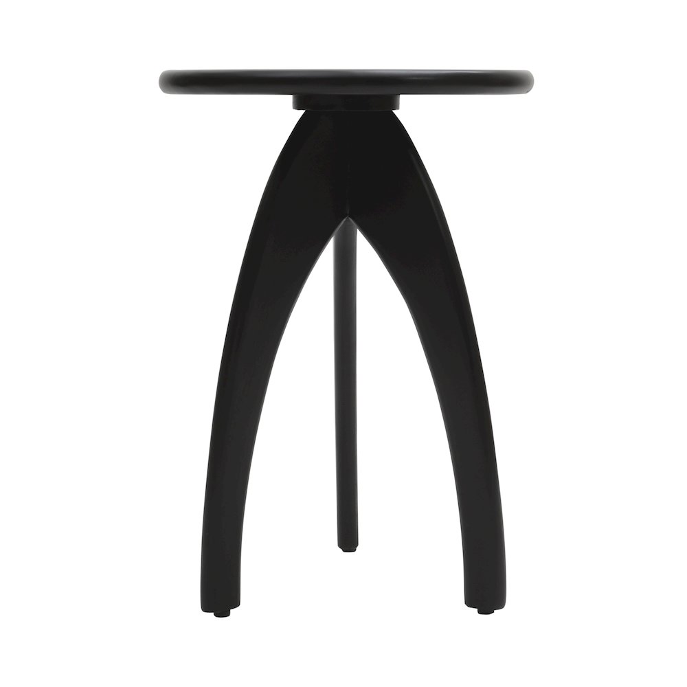 Aero Curved Space Age Round Mid-Century Modern Solid Wood Accent End Table. Picture 5